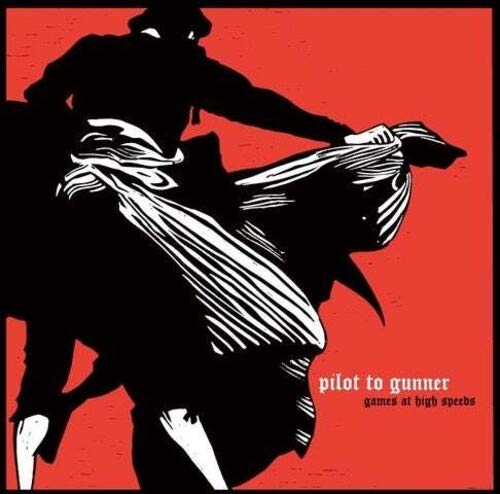 Black and white illustration of a figure on a horse, album cover.