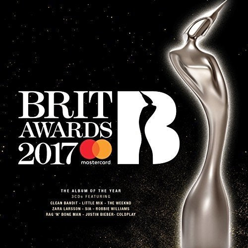 Brit Awards 2017 CD cover with award statue and logo.