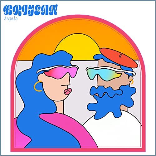Album cover for Brijean’s “Angelo” featuring illustrated faces with sunglasses.