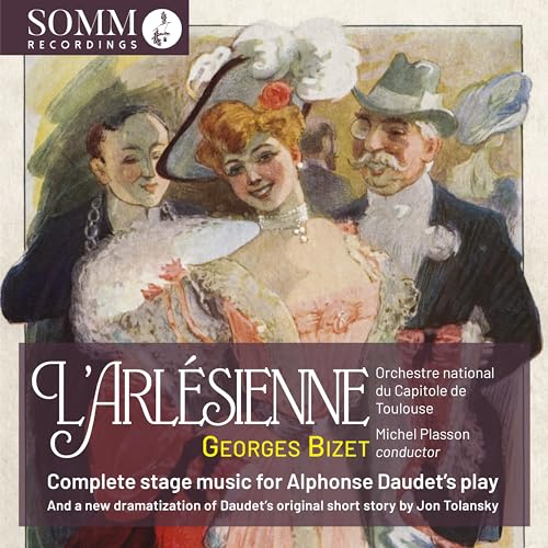 CD cover for Georges Bizet’s “L’Arlésienne” featuring vintage-style illustration.