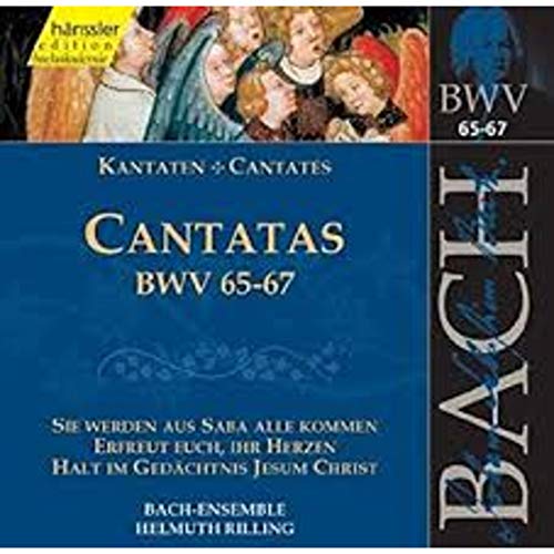 CD cover for Bach cantatas BWV 65-67, performed by Helmuth Rilling.
