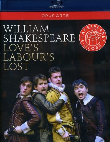 Blu-ray cover for Shakespeare’s “Love’s Labour’s Lost” featuring actors in costume.