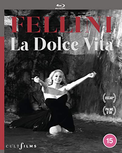 Blu-ray cover for "La Dolce Vita" featuring a woman by a fountain.