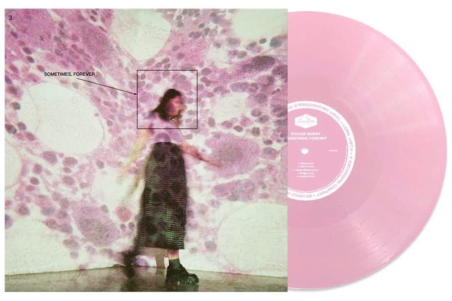 Soccer Mommy album cover and pink vinyl record shown together.