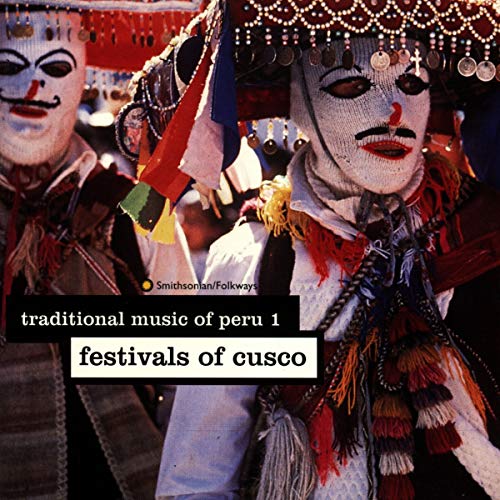 CD cover featuring two masked Peruvian dancers in colorful traditional dress.