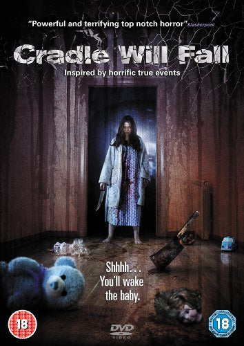 DVD cover for horror film "Cradle Will Fall" featuring a young girl with a knife.