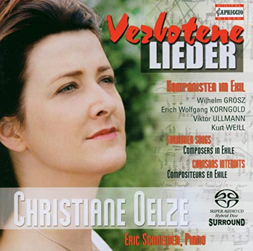 CD cover: portrait of Christiane Oelze, title "Verbotene Lieder.