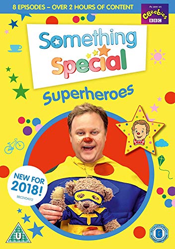 “Something Special - Superheroes” DVD cover with Mr. Tumble and a teddy bear.