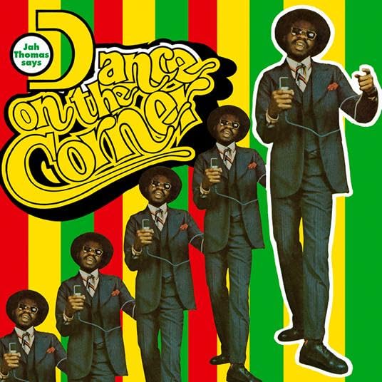 Album cover featuring Jah Thomas and repeating images of a man in a suit.