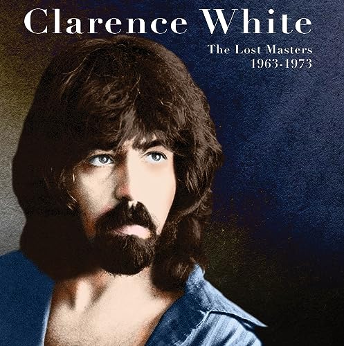 Clarence White portrait album cover, with dark hair and beard.