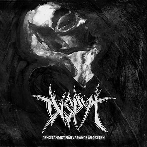 Black and white album cover featuring a distorted skull and band logo "Dispyt".