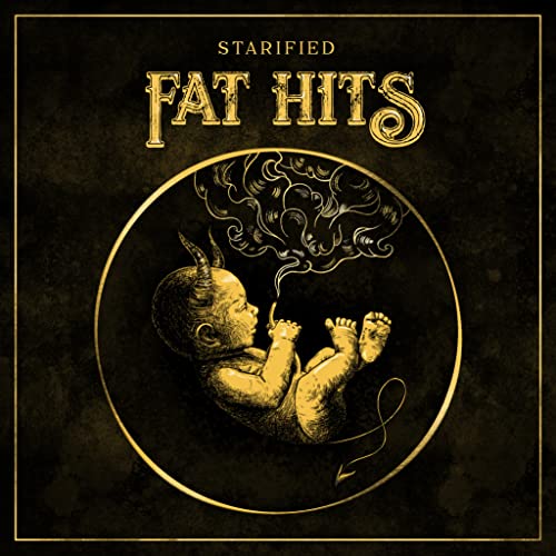 Album cover: baby cherub with horns smoking, gold lettering on dark background.