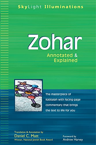 Book cover for "Zohar: Annotated & Explained" with Kabbalah imagery.