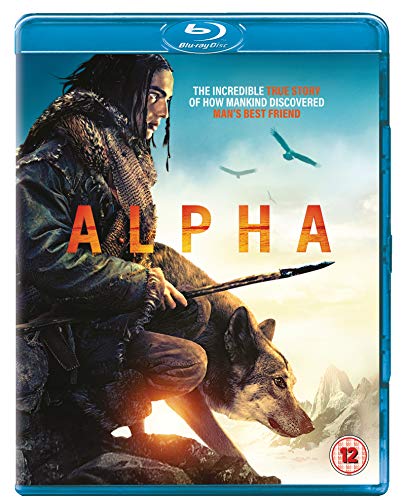 Blu-ray cover for “Alpha” featuring a man, wolf, and mountainous landscape.