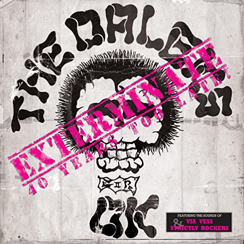 Record cover featuring a distressed Dalek graphic with pink text and splatters.