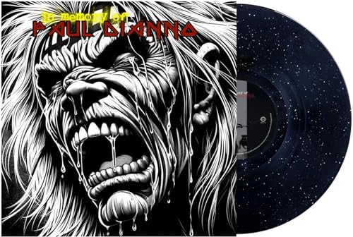 Black and blue vinyl record with a screaming face album cover.