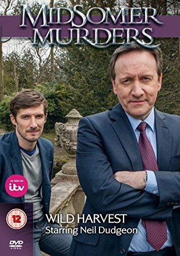DVD cover for Midsomer Murders Wild Harvest featuring two men in an outdoor setting.