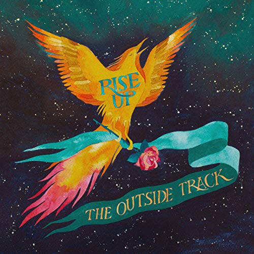 CD cover with a watercolor phoenix, ribbon, and rose illustration.
