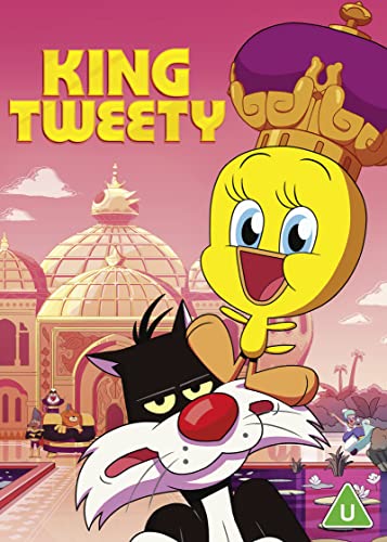 Tweety Bird wearing a crown with Sylvester the Cat, DVD cover.