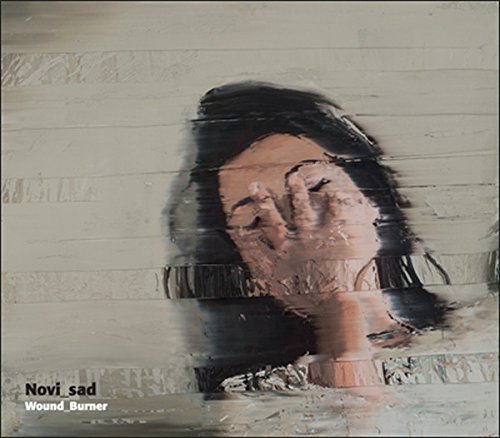 Abstract painting of a face with hand covering eyes, CD cover.