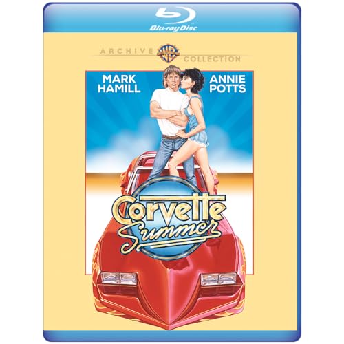 Blu-ray cover art for Corvette Summer featuring Mark Hamill and Annie Potts on a car.