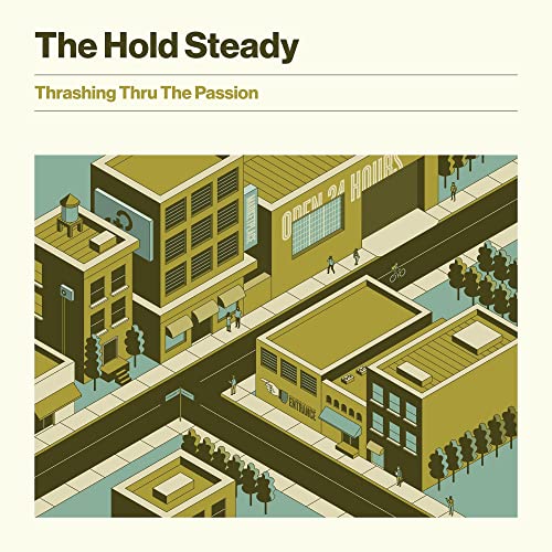 The Hold Steady album cover: isometric illustration of a city street.