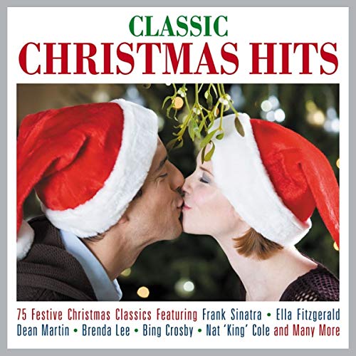 CD cover: couple kissing under mistletoe wearing Santa hats.