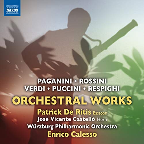 CD cover for Italian orchestral works by Paganini, Verdi, and others.