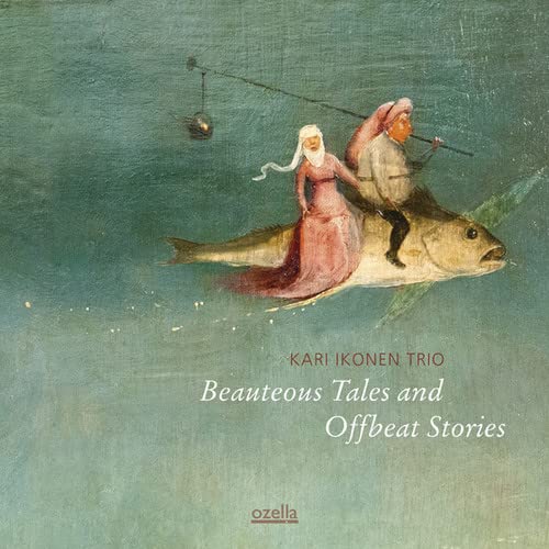 Painted album cover: figures riding a large fish in a blue sky.