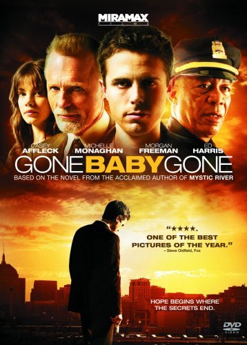 “Gone Baby Gone” DVD cover with cast photos and a city skyline.