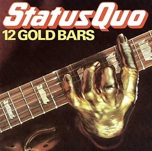 Status Quo album cover, "12 Gold Bars," featuring a golden guitar.