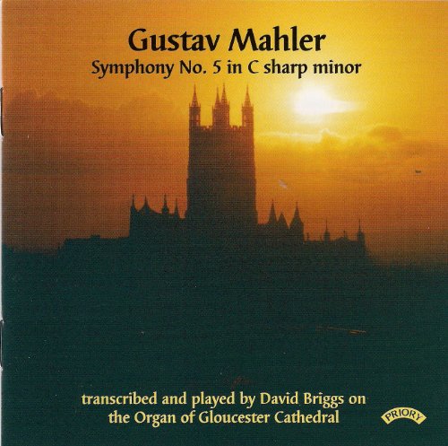 CD cover for Mahler’s Symphony No. 5, featuring Gloucester Cathedral silhouette.