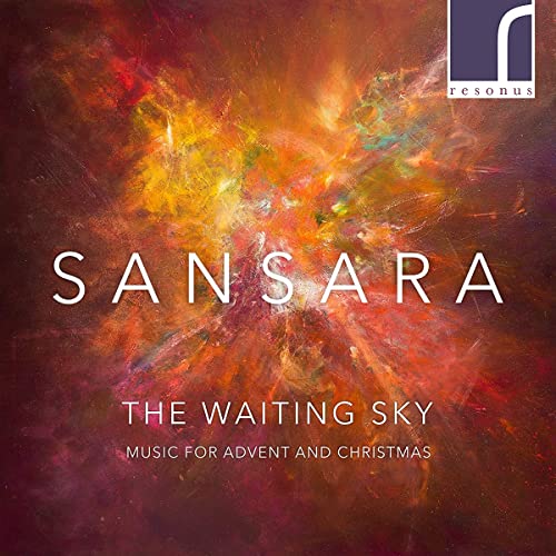 CD cover with abstract fiery sky and text: "Sansara, The Waiting Sky.