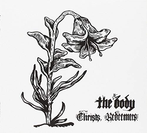 Black and white illustration of a drooping flower with album title.