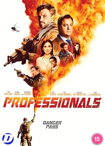 DVD cover for "Professionals" featuring actors amidst action and explosions.