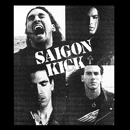 Black and white CD cover featuring four members of Saigon Kick.