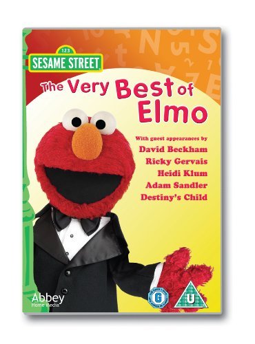 Elmo in a tuxedo on the DVD cover for "The Very Best Of Elmo".
