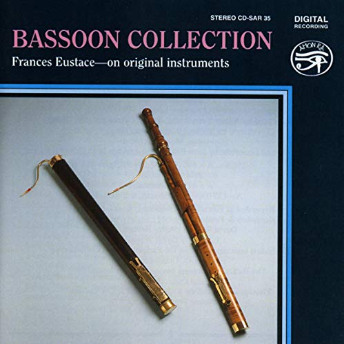CD cover featuring two antique wooden bassoons against a gray background.