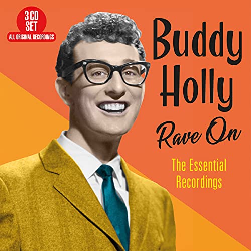 Buddy Holly in glasses, album cover for "Rave On" 3CD set.
