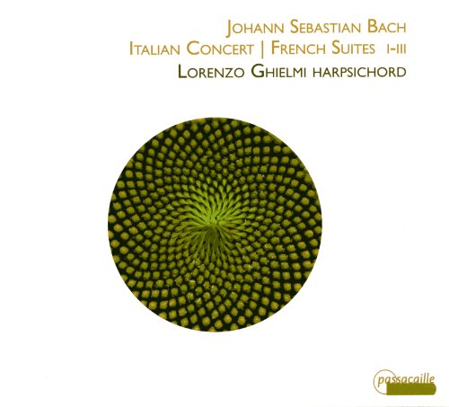 CD cover for Bach’s Italian Concert & French Suites, featuring green abstract art.