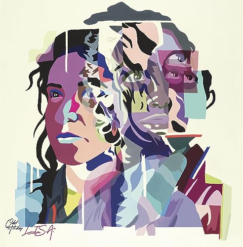 Abstract portrait of a woman in fragmented, colorful geometric shapes.