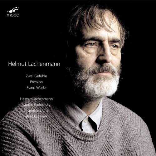 CD cover featuring a portrait of composer Helmut Lachenmann.