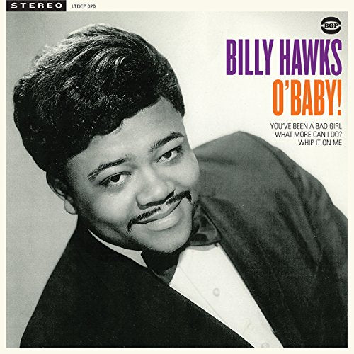 Record cover featuring portrait of Billy Hawks with text “O’Baby!”.