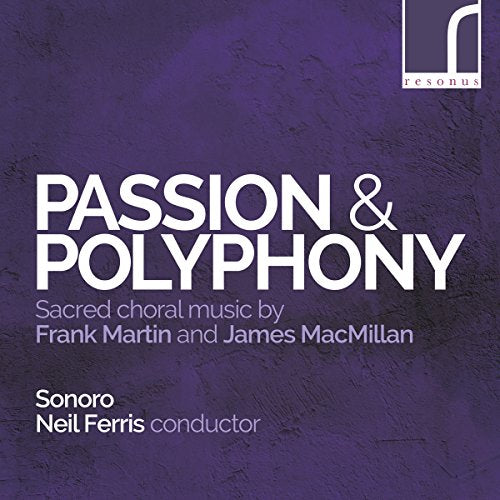 CD cover for "Passion & Polyphony" featuring white text on purple gradient.