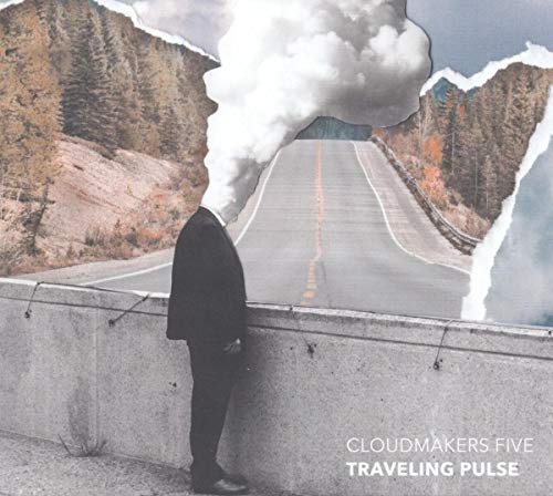 CD cover: man with smoke for a head, road landscape backdrop.