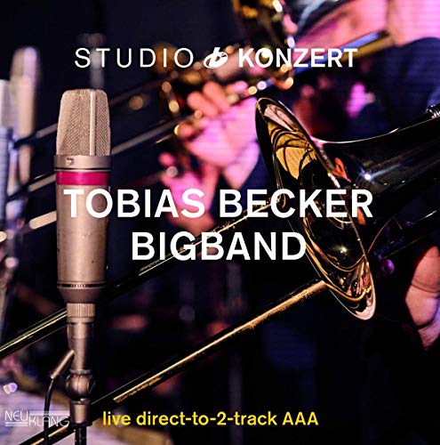 Vinyl album cover featuring a trombone player and microphone in a studio.