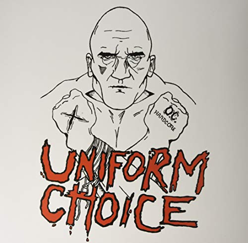 Black and white sketch of a man tearing apart the album title.