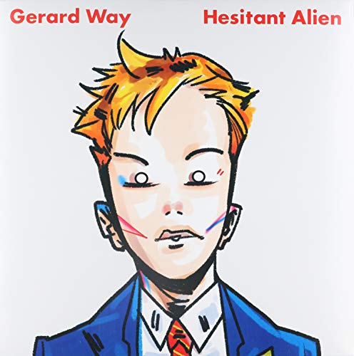 Album cover for Gerard Way’s “Hesitant Alien” featuring illustrated portrait.