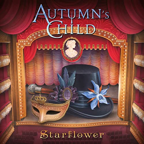 CD cover with ornate stage backdrop, mask, hat, and blue flower.