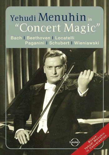 Yehudi Menuhin playing violin on DVD cover, composers listed below title.